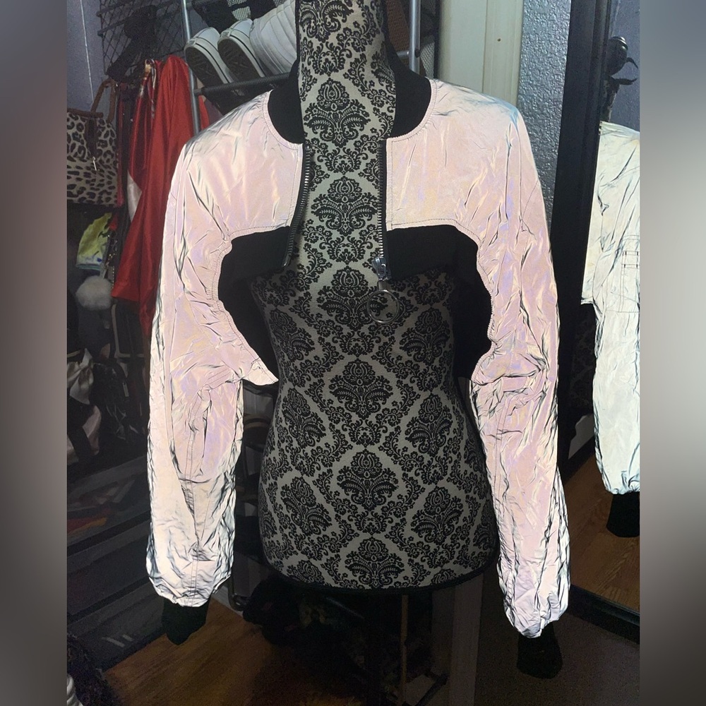 Reflective Cropped Zip Up Jacket - image 3